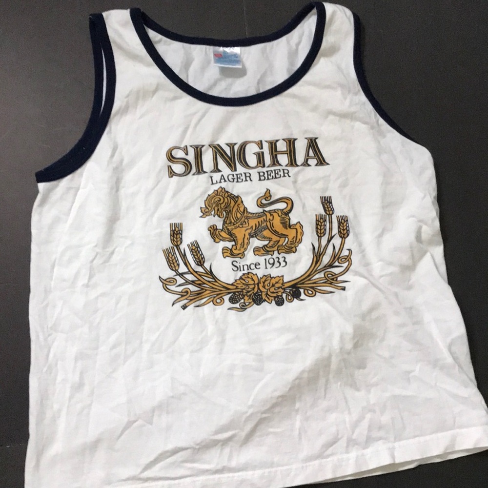 Vtg Large SINGHA Lager BEER tank top
